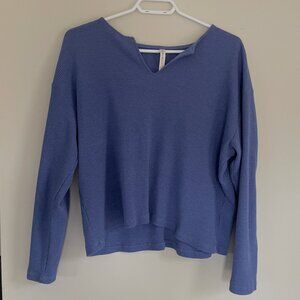 Babaton Periwinkle Blue Waffle-Knit Long Sleeve Shirt (Oversized)